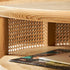 Traditional Japanese Round Wood Weaving Coffee Table For Living Room