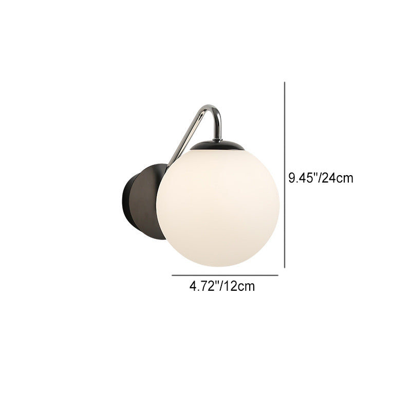 Modern Minimalist Iron Glass Round Ball 1-Light Wall Sconce Lamp For Bedroom