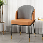 Modern Luxury Square Upholstered Curved Backrest Leather Fabric Iron Dining Chair For Dining Room