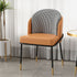 Modern Luxury Square Upholstered Curved Backrest Leather Fabric Iron Dining Chair For Dining Room