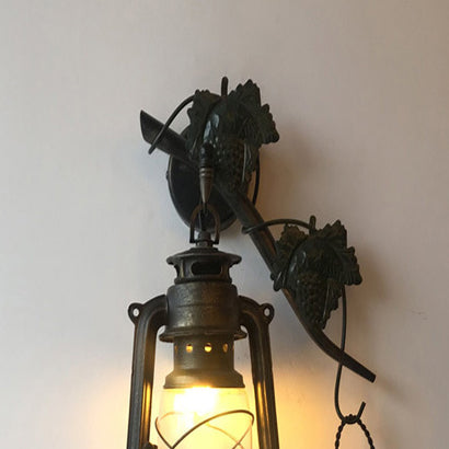 Traditional Vintage Horse Lamp Kettle Iron 1-Light Wall Sconce Lamp For Living Room