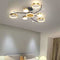 Modern Luxury Branch Round Hardware Iron Acrylic Crystal Silicone LED Semi-Flush Mount Ceiling Light For Living Room