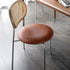 Contemporary Nordic Round Leather Wood Rattan Chair Backrest For Living Room