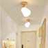 Traditional Vintage Wood Glass Trumpet Shade 1/2/3/4-Light Semi-Flush Mount Ceiling Light For Living Room
