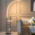 Contemporary Simplicity Arc Aluminum Strip With Marble Iron Pallet LED Standing Floor Lamp For Living Room