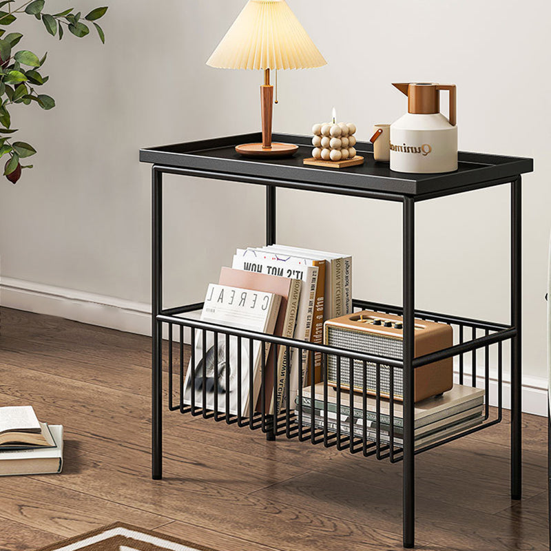 Modern Minimalist Rectangular Iron End Table 2-Tier For Living Room