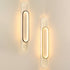 Modern Simplicity Imitation Wood Grain Edging Acrylic Grille Ellipse Shade LED Wall Sconce Lamp For Living Room