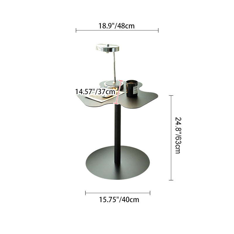 Modern Minimalist Trefoil Flower Round Base Iron End Table For Living Room