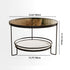 Modern Minimalist Round Glass Rock Slab Iron Coffee Table 2-Tiers For Living Room