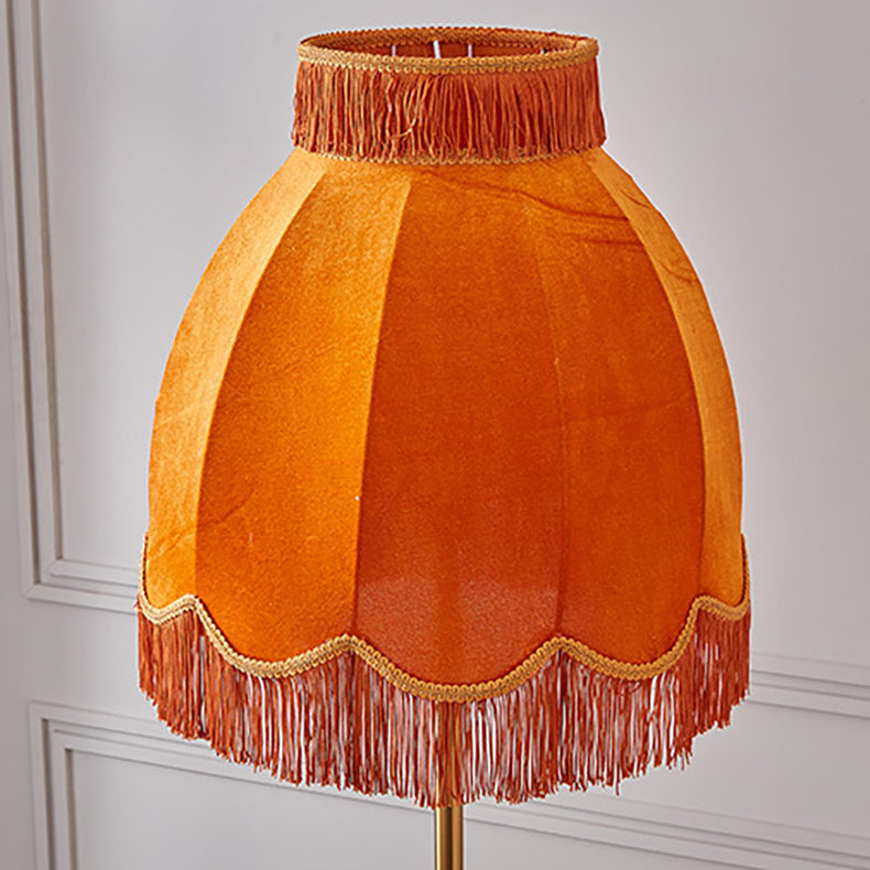 Traditional Retro Dome Tassel Iron Fabric 1-Light Standing Floor Lamp For Living Room