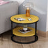 Modern Simplicity Round Wood Iron Frame Side Table 2-Tier For Living Room