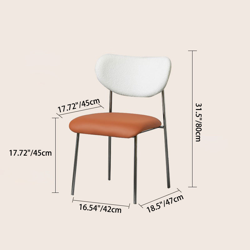 Contemporary Scandinavian Square PU Leather Dining Chair Lambswool Backrest For Dining Room