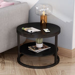 Modern Simplicity Round Wood Iron Frame Side Table 2-Tier For Living Room