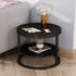 Modern Simplicity Round Wood Iron Frame Side Table 2-Tier For Living Room