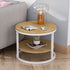 Modern Simplicity Round Wood Iron Frame Side Table 2-Tier For Living Room