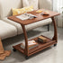 Traditional Vintage MDF Flip-top Movable Side Table 2-Tier Storage Shelves For Living Room