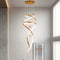 Contemporary Scandinavian Titanium Stainless Steel Acrylic Line LED Pendant Light For Living Room