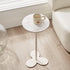 Modern Minimalist Round Tabletop Iron Marble Solid Wood Side Table 1-Leg For Living Room