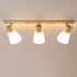 Traditional Vintage Wood Glass Trumpet Shade 1/2/3/4-Light Semi-Flush Mount Ceiling Light For Living Room