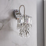 Modern Luxury Cylinder Stainless Steel Crystal 1-Light Wall Sconce Lamp For Bedroom