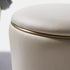 Contemporary Minimalist Round Leather Stainless Steel Frame Vanity Stool For Bedroom