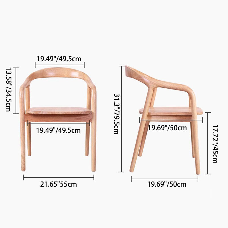 Modern Minimalist Arched Curve Frame Solid Wood Linen Dining Chair Backrest Armrest For Dining Room