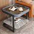 Modern Luxury Square Glass Rock Slab Iron Coffee Table 2-Tier For Living Room