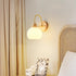 Contemporary Nordic Wood Acrylic Iron Flower Ball 1-Light Wall Sconce Lamp For Bedside