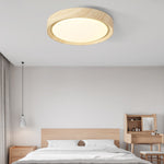 Contemporary Simplicity Round Wood Grain Acrylic LED Flush Mount Ceiling Light For Bedroom