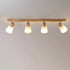 Traditional Vintage Wood Glass Trumpet Shade 1/2/3/4-Light Semi-Flush Mount Ceiling Light For Living Room
