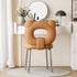 Contemporary Scandinavian Faux Leather Upholstered Metal Legs Vanity Stool Bear Back For Living Room