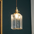 Contemporary Vintage Rectangular Square Draped Glass Brass 1-Light Pendant Light For Living Room
