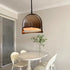 Traditional Japanese Telescopic Wood Amber Round Glass 1-Light Pendant Light For Dining Room