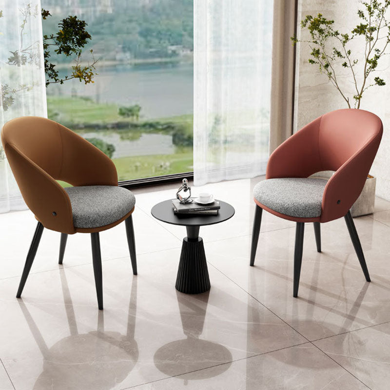 Modern Luxury Square Metal Leather Foam Dining Chair Four Legs Backrest For Dining Room