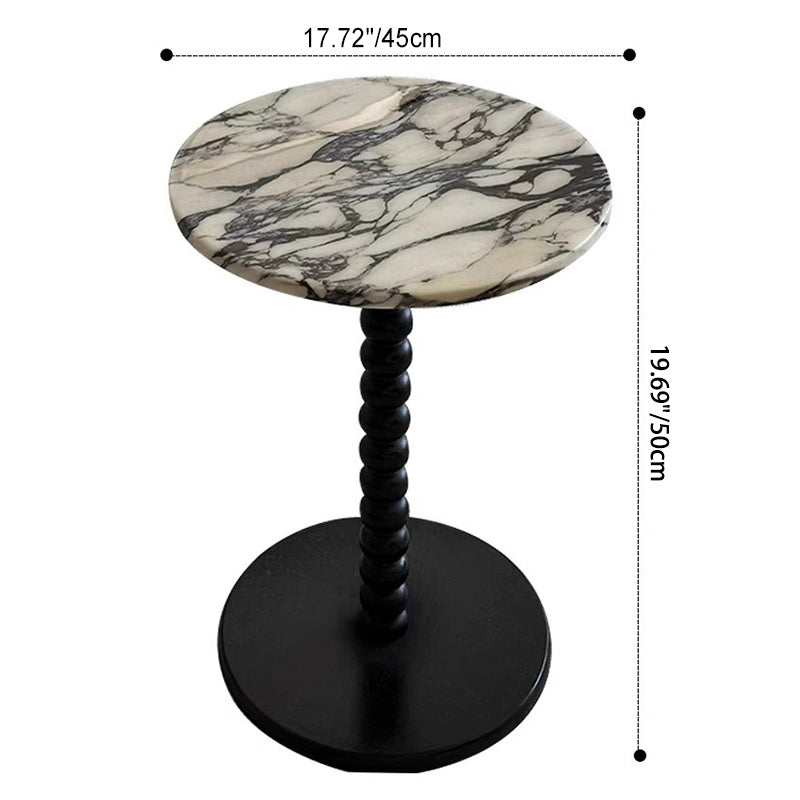 Modern Minimalist Round Bead String Base Marble Wood Coffee Table For Living Room