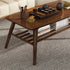 Modern Minimalist Rectangular Wood Coffee Table 2-Tier For Living Room