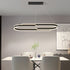 Modern Minimalist Oval Strip Iron Aluminum LED Island Light Chandelier For Dining Room