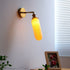 Traditional Japanese Brass Copper Ceramic Conic Cylinder Semicircular Strip Ball 1-Light Wall Sconce Lamp For Bedside