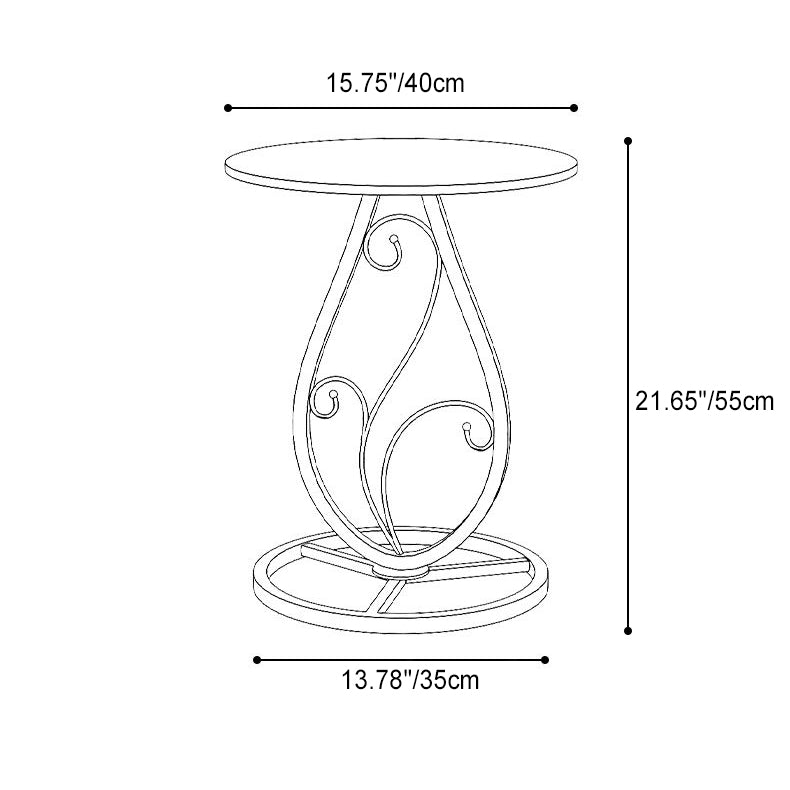 Modern Luxury Round Sintered Stone Top Metal Base Coffee Table For Living Room