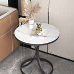 Modern Luxury Round Rock Slab Carbon Steel Coffee Table For Living Room