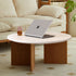 Contemporary Nordic Round Rock Board Wood Base Coffee Table For Living Room