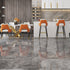 Modern Minimalist Square Wave Backrest Leather Carbon Steel Bar Stool Armrest For Dining Room