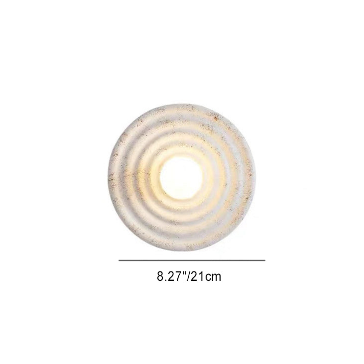 Contemporary Retro Round Ripple Resin Glass Iron 1-Light Wall Sconce Lamp For Living Room