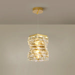Modern Luxury Stainless Steel Crystal Irregular Column LED Pendant Light For Living Room