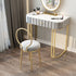 Modern Minimalist Round Sponge Velvet Leather Metal Vanity Stool For Bedroom