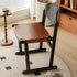 Traditional Vintage Square Oval Leather Wood Dining Chair Backrest Armless For Dining Room