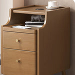 Modern Minimalist Narrow Rectangle Wood Nightstand 2-Drawer For Bedroom