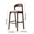 Modern Minimalist Square Leather Wood Bar Stool Backrest Footrest For Dining Room