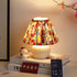 Traditional European Pastoral Floral Pattern Fabric Shade Ceramic Round Base 1-Light Table Lamp For Bedroom
