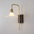 Traditional Vintage Round Wood Iron Glass 1-Light Wall Sconce Lamp For Bedroom